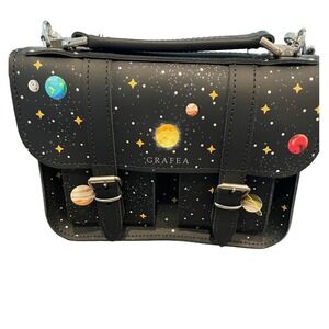 Grafea Micro Planet Leather Satchel Bag NWOT Celestial Space Made in England
